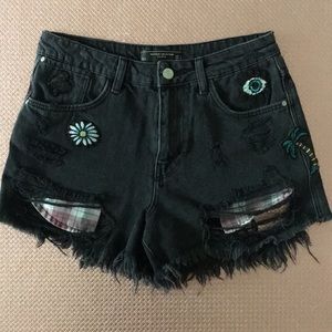 Zara High Waisted Patched Shorts